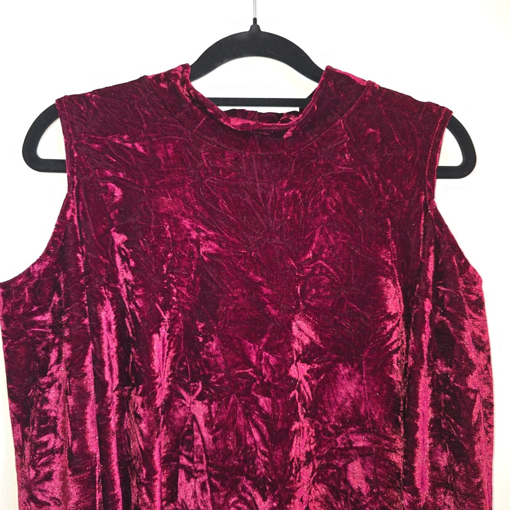 Coco+Carmen Velvet Mock Neck Long Slevee Open Shoulder Dress Burgundy Red L/XL